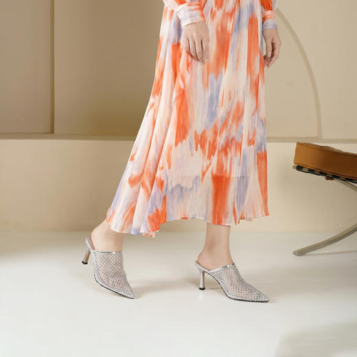 Westory2026年夏季尖头高跟穆勒拖鞋渔网鞋空凉鞋W26AH50971 商品图9