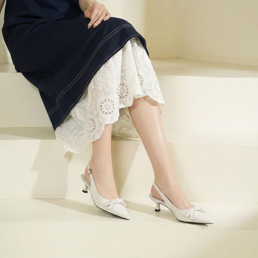 Westory2026年春季尖头牛皮中跟后空鞋通勤百搭空凉鞋S26AH51231 商品图3