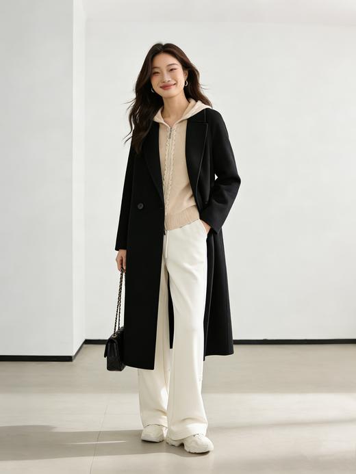 【夜幕黑大衣】【现货】臣禾 【100%绵羊毛】正肩西装领两粒扣大衣9241080180 商品图9