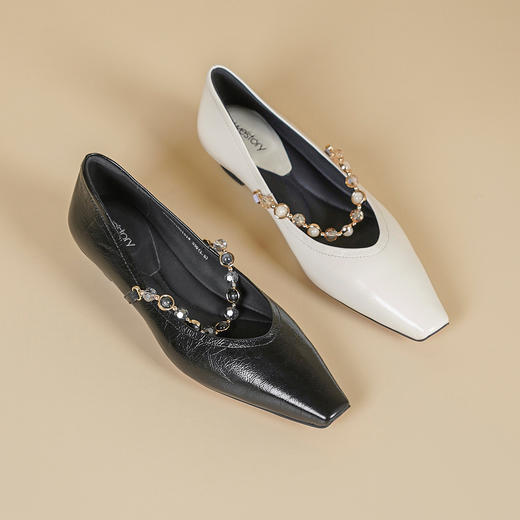 Westory2026年春季小方头坡跟牛皮玛丽珍单鞋通勤休闲百搭浅口鞋W26AE51021 商品图9