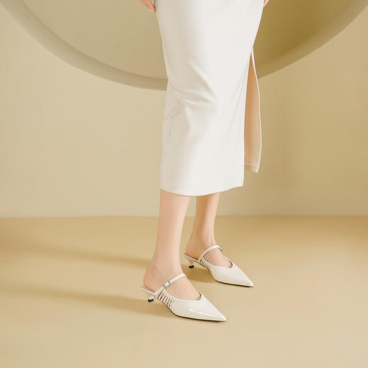 Westory2026年春季尖头低跟牛皮穆勒拖鞋后空鞋休闲百搭空凉鞋S26AH51211 商品图5