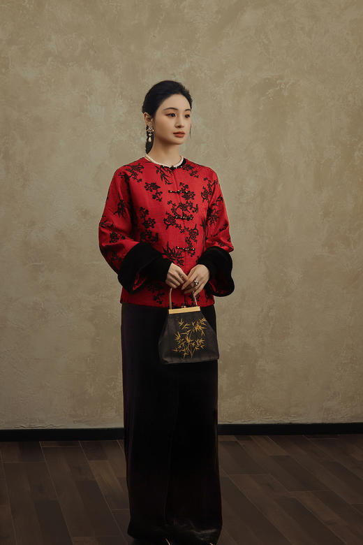 盛唐婧 | 轻奢时尚新中式提花绒羊毛袖口对襟外套 商品图3