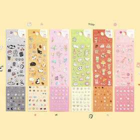 BGM新品 糖霜质感贴纸 咖啡厅 动物 海洋 花卉 手帐素材贴纸