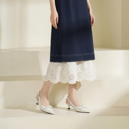 Westory2026年春季尖头牛皮中跟后空鞋通勤百搭空凉鞋S26AH51231 商品图2