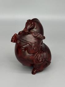 铜钱立马紫檀摆件