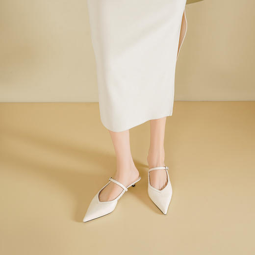 Westory2026年春季尖头低跟牛皮穆勒拖鞋后空鞋休闲百搭空凉鞋S26AH51211 商品图7