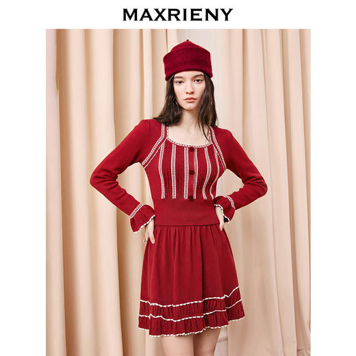 红白撞色针织半裙(货号:MF86SK759) 商品图2