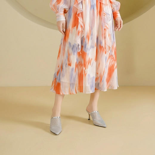 Westory2026年夏季尖头高跟穆勒拖鞋渔网鞋空凉鞋W26AH50971 商品图8