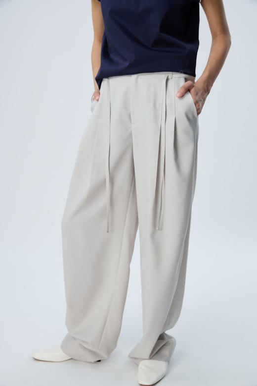 毛边双褶西裤 商品图1