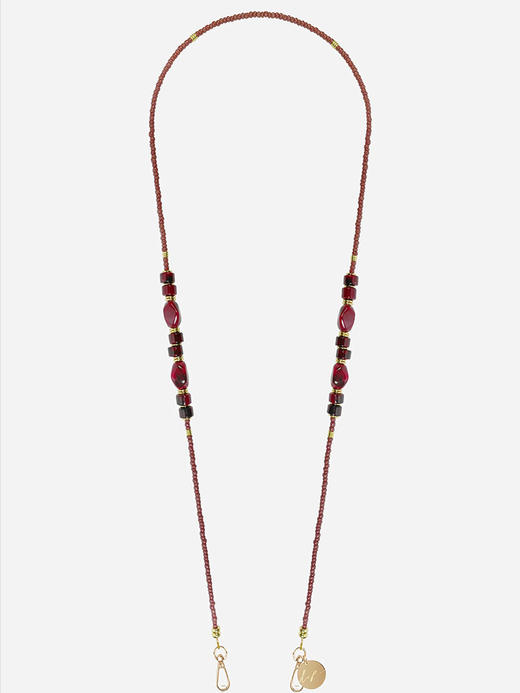 北京仓｜La Coque Française-CHIARA-酒红色 串珠 长款 手机链［法国设计师］ 商品图0