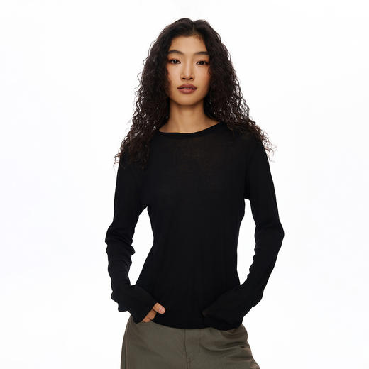 Oneup强捻圆领薄长袖 商品图1