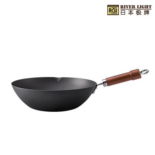 日本极牌进口无涂层炒锅本家铁锅32cm(含锅盖） 商品图1