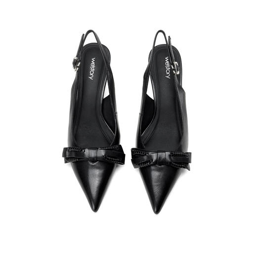 Westory2026年春季尖头牛皮中跟后空鞋通勤百搭空凉鞋S26AH51231 商品图9