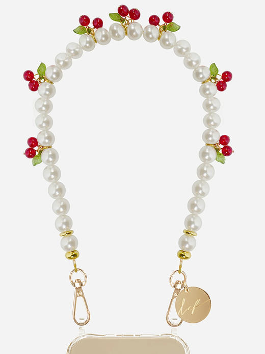 订购8周到｜La Coque Française-CHERRY-白色 樱桃 串珠 短款 手机链［法国设计师］ 商品图0