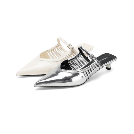 Westory2026年春季尖头低跟牛皮穆勒拖鞋后空鞋休闲百搭空凉鞋S26AH51211 商品图0