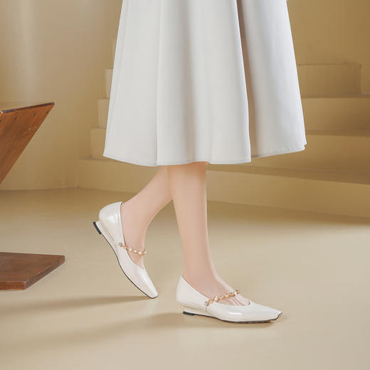 Westory2026年春季小方头坡跟牛皮玛丽珍单鞋通勤休闲百搭浅口鞋W26AE51021 商品图3