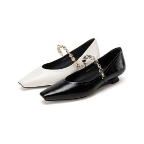 Westory2026年春季小方头坡跟牛皮玛丽珍单鞋通勤休闲百搭浅口鞋W26AE51021