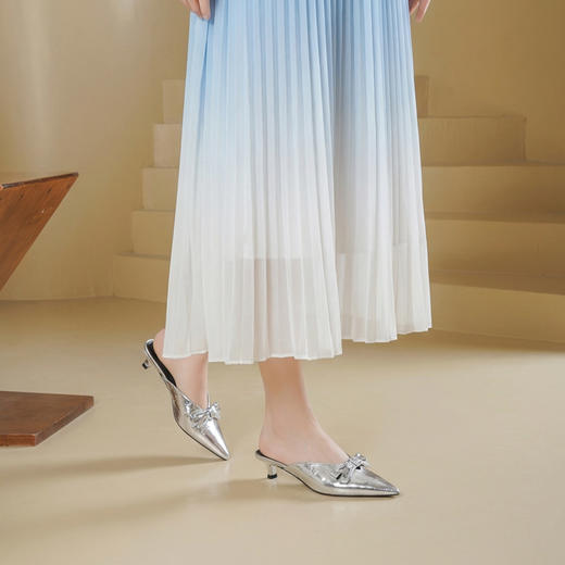 Westory2026年春季牛皮低跟尖头穆勒拖鞋休闲百搭空凉鞋S26AH51221 商品图4