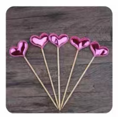蛋糕装饰-玫红PU爱心插件1*1个