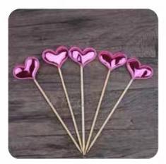 蛋糕装饰-玫红PU爱心插件1*1个 商品图0