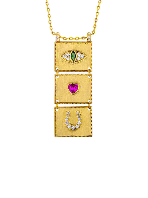 北京仓｜MYA-BAY- I LOVE YOU-长方形 眼睛形 心形 马蹄形 吊坠 项链［比利时设计师］ 商品图1