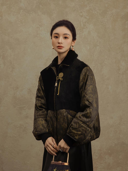 盛唐婧 | 轻奢老钱风香云纱拼羊毛外套 商品图1