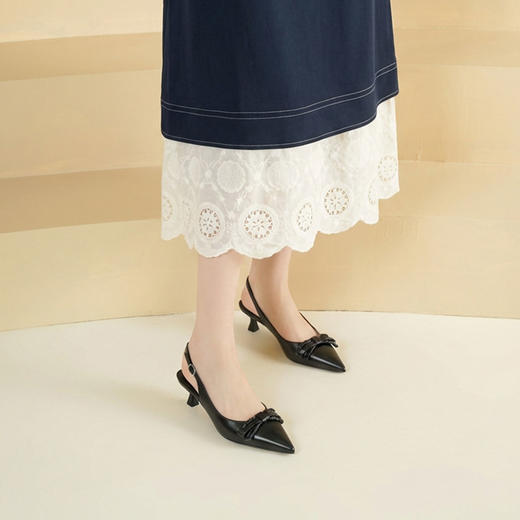 Westory2026年春季尖头牛皮中跟后空鞋通勤百搭空凉鞋S26AH51231 商品图4