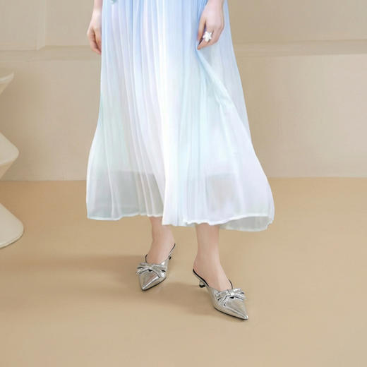 Westory2026年春季牛皮低跟尖头穆勒拖鞋休闲百搭空凉鞋S26AH51221 商品图2