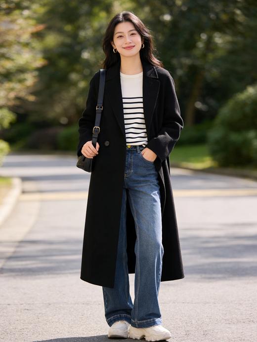 【夜幕黑大衣】【现货】臣禾 【100%绵羊毛】正肩西装领两粒扣大衣9241080180 商品图1