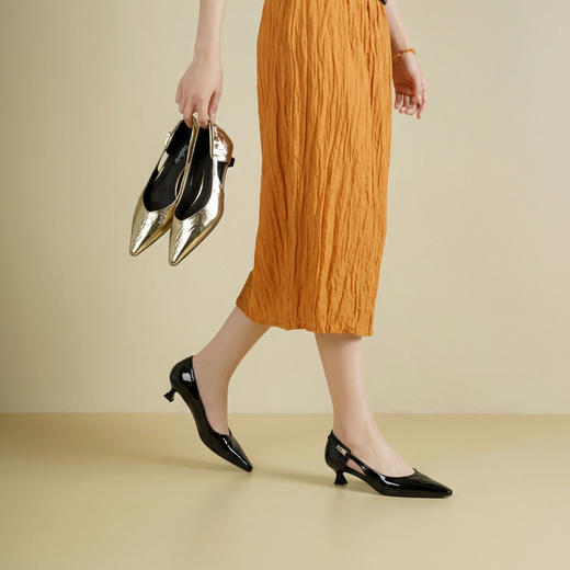 Westory2026年春季尖头低跟牛皮单鞋通勤百搭浅口鞋镂空单鞋W26AH51011 商品图2