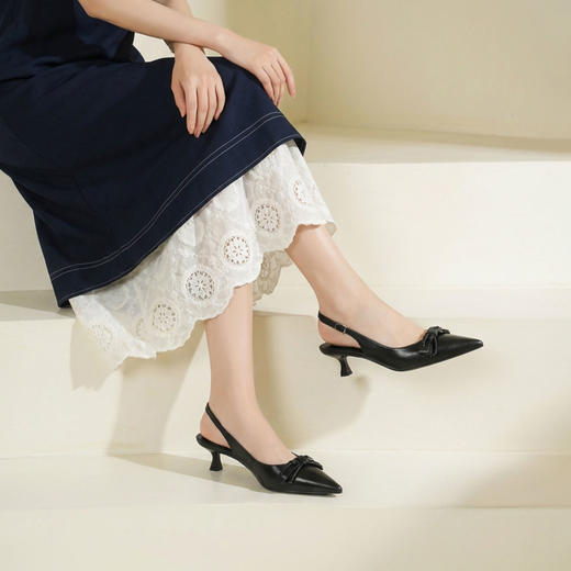 Westory2026年春季尖头牛皮中跟后空鞋通勤百搭空凉鞋S26AH51231 商品图1