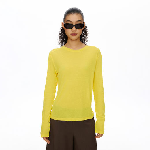 Oneup强捻圆领薄长袖 商品图0