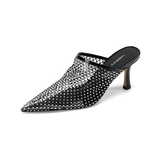 Westory2026年夏季尖头高跟穆勒拖鞋渔网鞋空凉鞋W26AH50971 商品图11