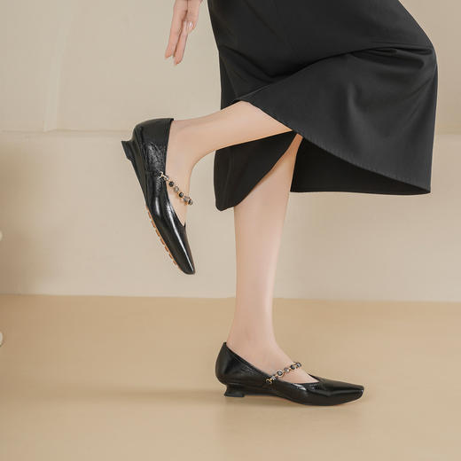 Westory2026年春季小方头坡跟牛皮玛丽珍单鞋通勤休闲百搭浅口鞋W26AE51021 商品图2