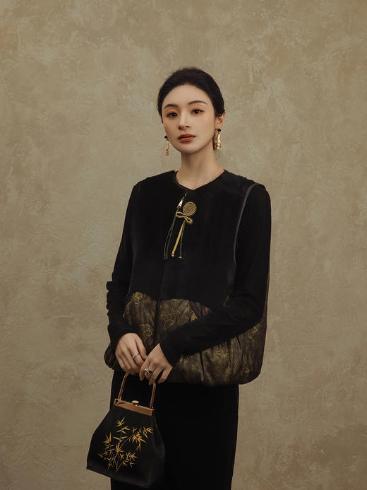 盛唐婧 | 轻奢老钱风香云纱拼羊毛马甲 商品图2