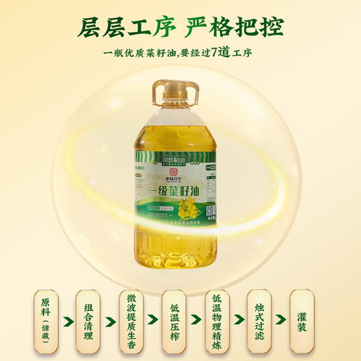【严选】乡味百年&荆楚粮油 非转基因物理压榨食用油 一级菜籽油5L/1桶（厂家直发） 商品图4