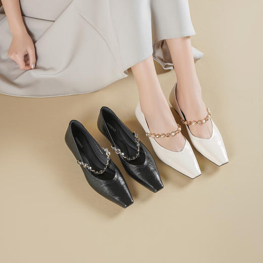 Westory2026年春季小方头坡跟牛皮玛丽珍单鞋通勤休闲百搭浅口鞋W26AE51021 商品图5