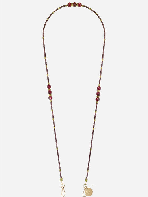 北京仓｜La Coque Française-IRIS-酒红色 串珠 长款 手机链［法国设计师］ 商品图0