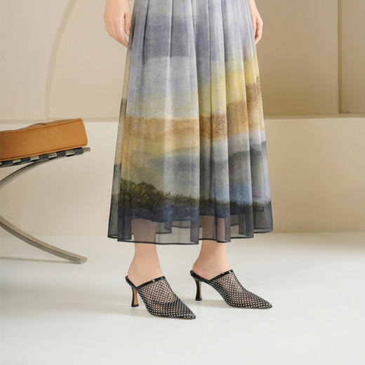 Westory2026年夏季尖头高跟穆勒拖鞋渔网鞋空凉鞋W26AH50971 商品图5