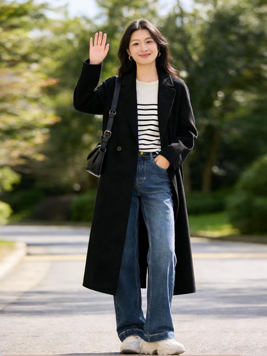 【夜幕黑大衣】【现货】臣禾 【100%绵羊毛】正肩西装领两粒扣大衣9241080180 商品图2