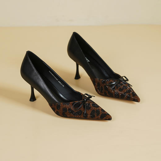 Westory2026年春季豹纹尖头中跟单鞋通勤百搭浅口鞋W26AE51131 商品图7