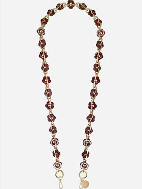 北京仓｜La Coque Française-CASSY-酒红色 花朵 长款 手机链［法国设计师］