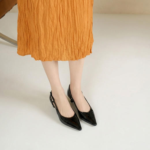 Westory2026年春季尖头低跟牛皮单鞋通勤百搭浅口鞋镂空单鞋W26AH51011 商品图3