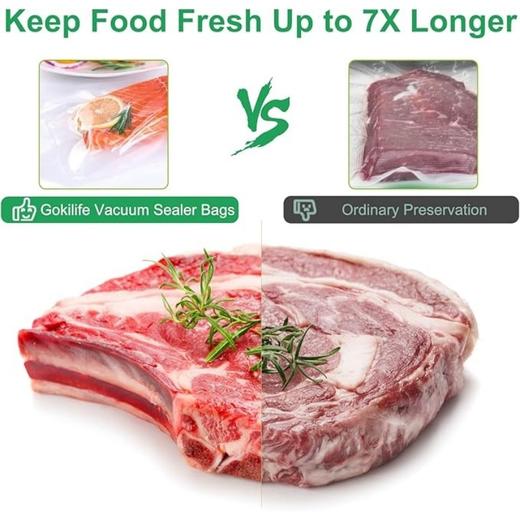 【FDA认证 多种认证】美国亚马逊热卖 Gokilife 食品接触级 真空封口袋压缩袋 密封保鲜 商品图3