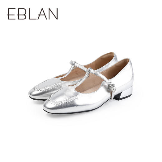 【上新】伊伴2026春季复古T字带编织鞋头质感真皮玛丽珍B26181201 商品图3