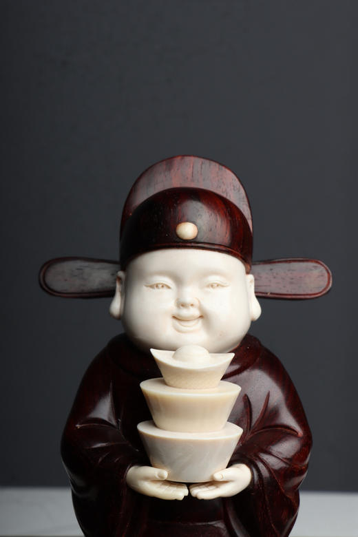 小财神°摆件小叶紫檀+猛犸牙 商品图4