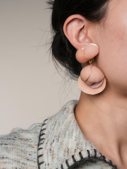 北京仓｜Cilea Bijoux-LINDSAY-凌霄花 腮红色 哑光 耳环［法国设计师］ 商品图0