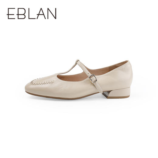 【上新】伊伴2026春季复古T字带编织鞋头质感真皮玛丽珍B26181201 商品图1