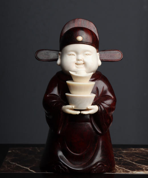 小财神°摆件小叶紫檀+猛犸牙 商品图0