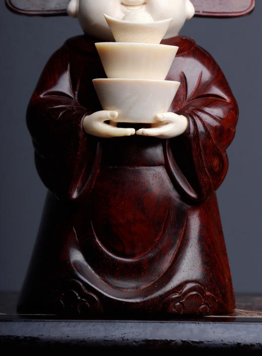 小财神°摆件小叶紫檀+猛犸牙 商品图7